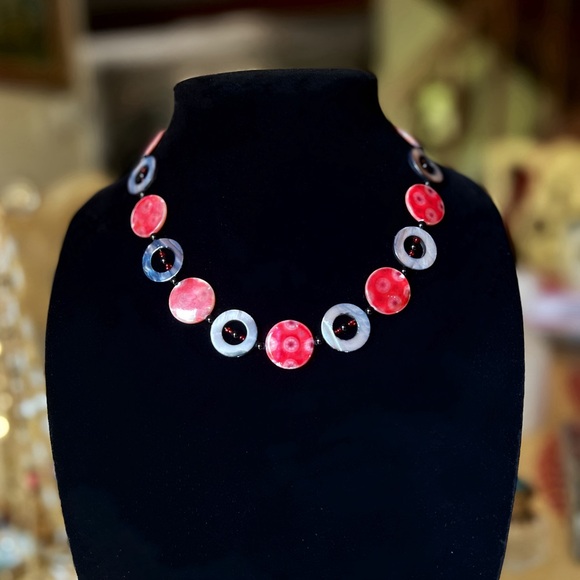 Vintage Handmade Abalone Shell Choker Necklace - Picture 2 of 4